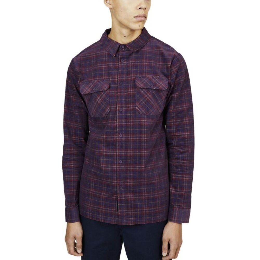 Native Youth Mens Middlebrook Flannel Slim Fit Shirt Medium Burgundy/Navy
